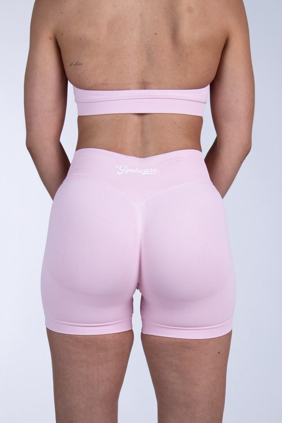 Gymhunterz Sport Short - Scrunch Short Dames - Sportbroek - High Waist - Kleur Roze - Maat L van Gymhunterz — afbeelding 4