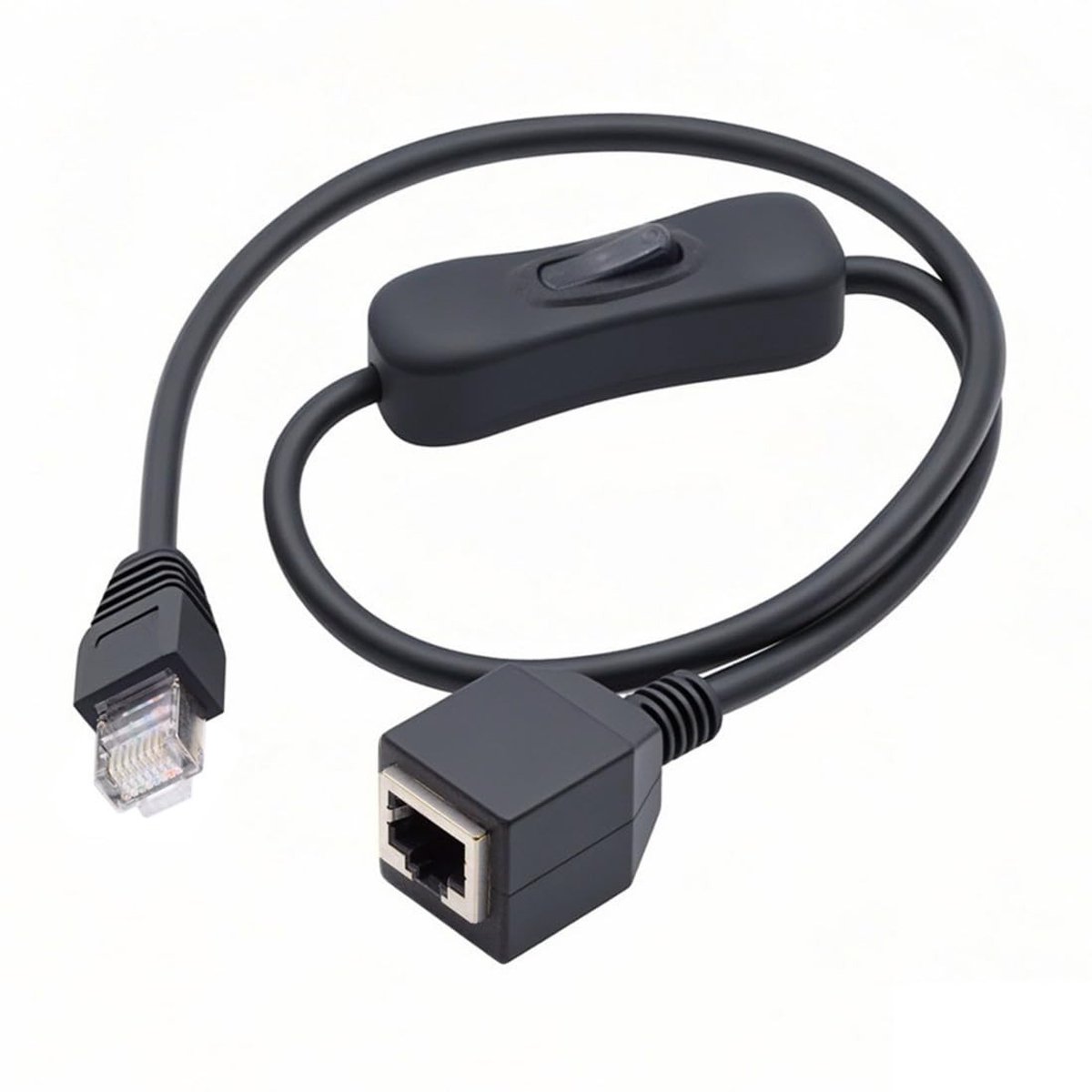 Dailygoods - Dailygoody - RJ45 Switch Extensie Kabel - CAT6 Kabel - 0.6M met Aan/Uit Schakelaar - Netwerkverbinding - Ethernet Kabel - Hoge snelheid - Geschikt voo..