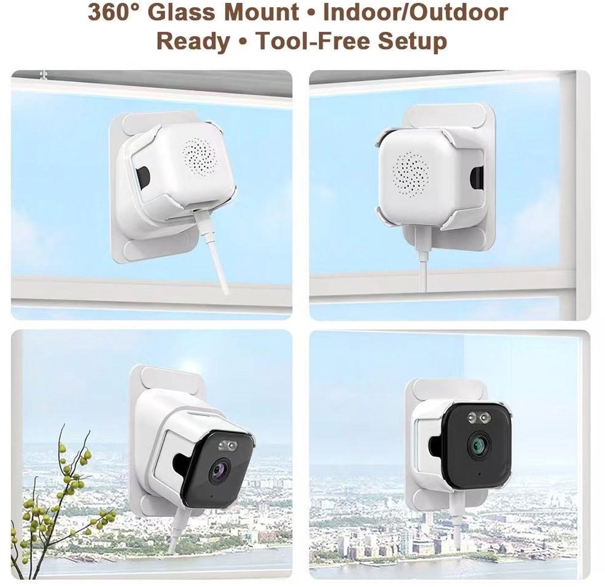 Raamcamera 2K met AI Anti-Reflectie – Beveiligingscamera voor Binnen – Dual-Band WiFi, Bewegingsdetectie & Nachtzicht