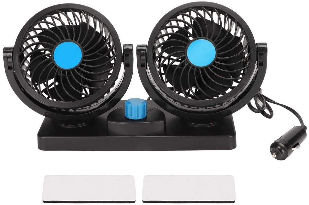 Dailygoods - Draagbare 12V Autoventilator met 360 Graden Draaibaar Ontwerp