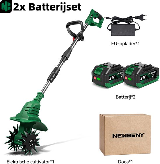 NewBeny Elektrische Grondfrees - 900 tpm Tuinfrees - Draadloze motorhak - 17cm Zaagbreedte - met 2 Accu's - voor het graven en losmaken van de grond van Newbeny — afbeelding 3