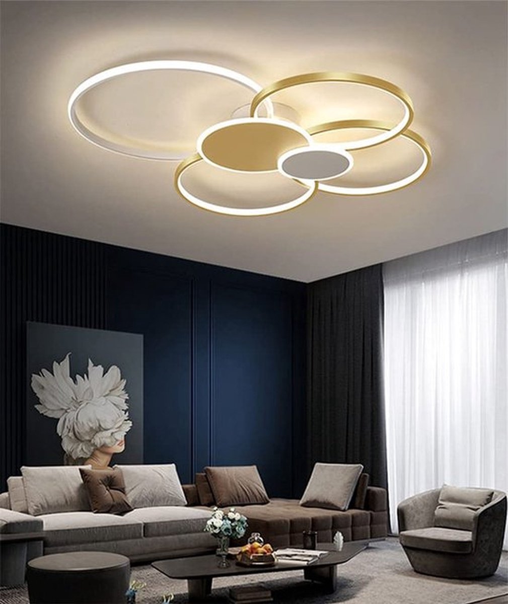 Dimbare plafondlamp - LED-plafondlamp voor de woonkamer - Creatieve ronde metalen plafondlamp - Plafondlamp voor slaapkamer, keuken, eetkamer en kantoor