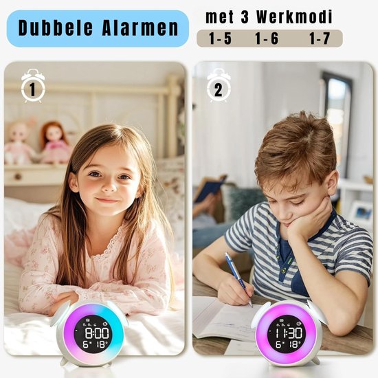 TIM® Slaaptrainer Kinderen - Slaaptrainer - Kinderwekker - Digitaal - 15 Kleuren- Wit - 13cm x 4cm x 15cm van Tim — afbeelding 5