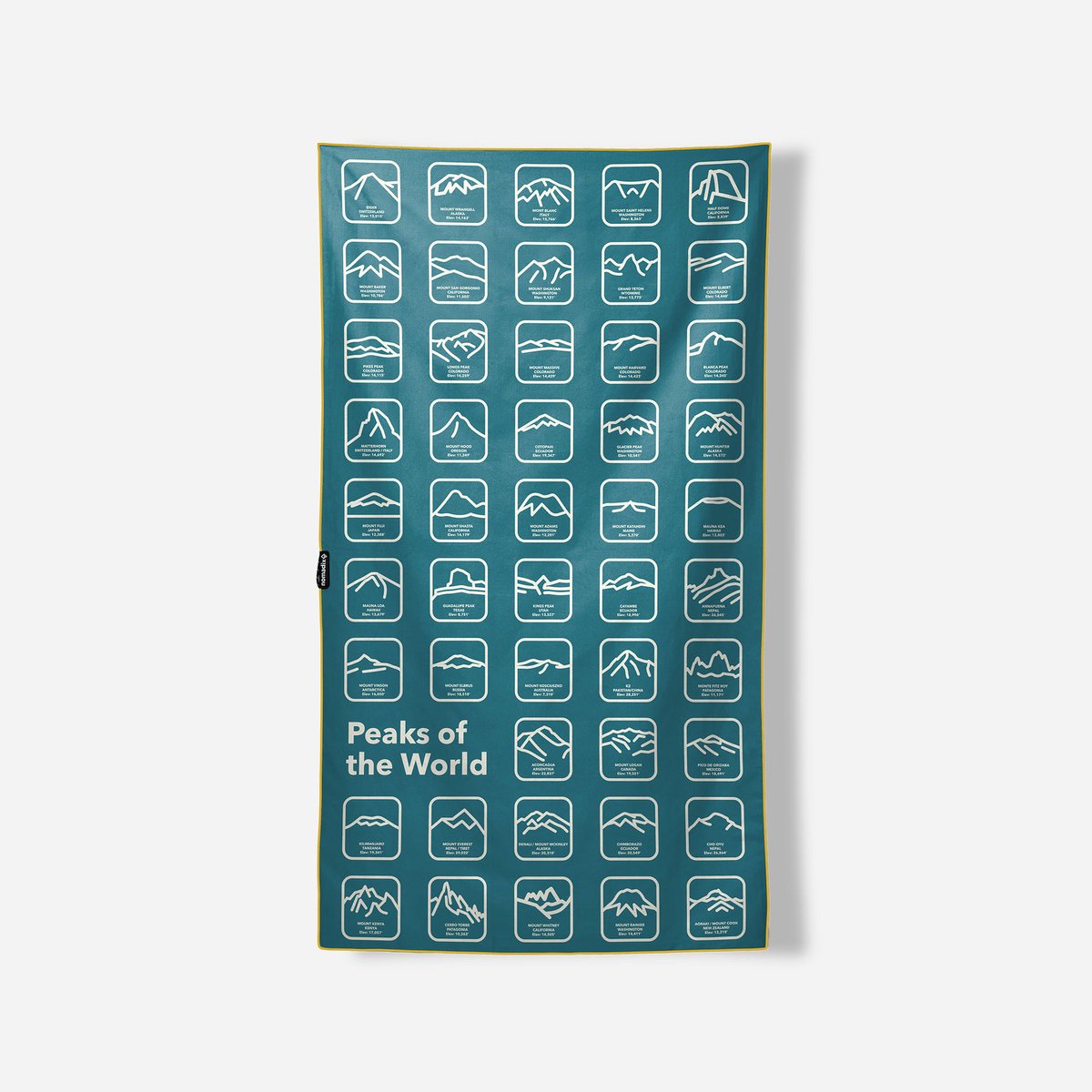 Nomadix - Ultralight towel: peaks of the world teal ocean