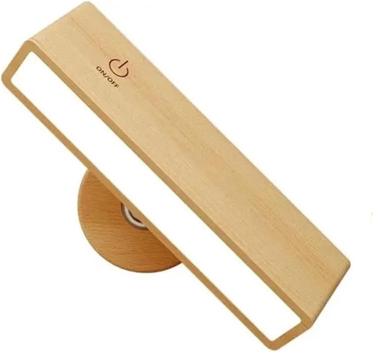 Houten wandlamp in Scandinavische stijl, 360° draaibaar en dimbaar, met aanraakgevoelige magnetische bevestiging, draadloze leeslamp voor de slaapkamer, compact en helder (1 stuk beukenhout).