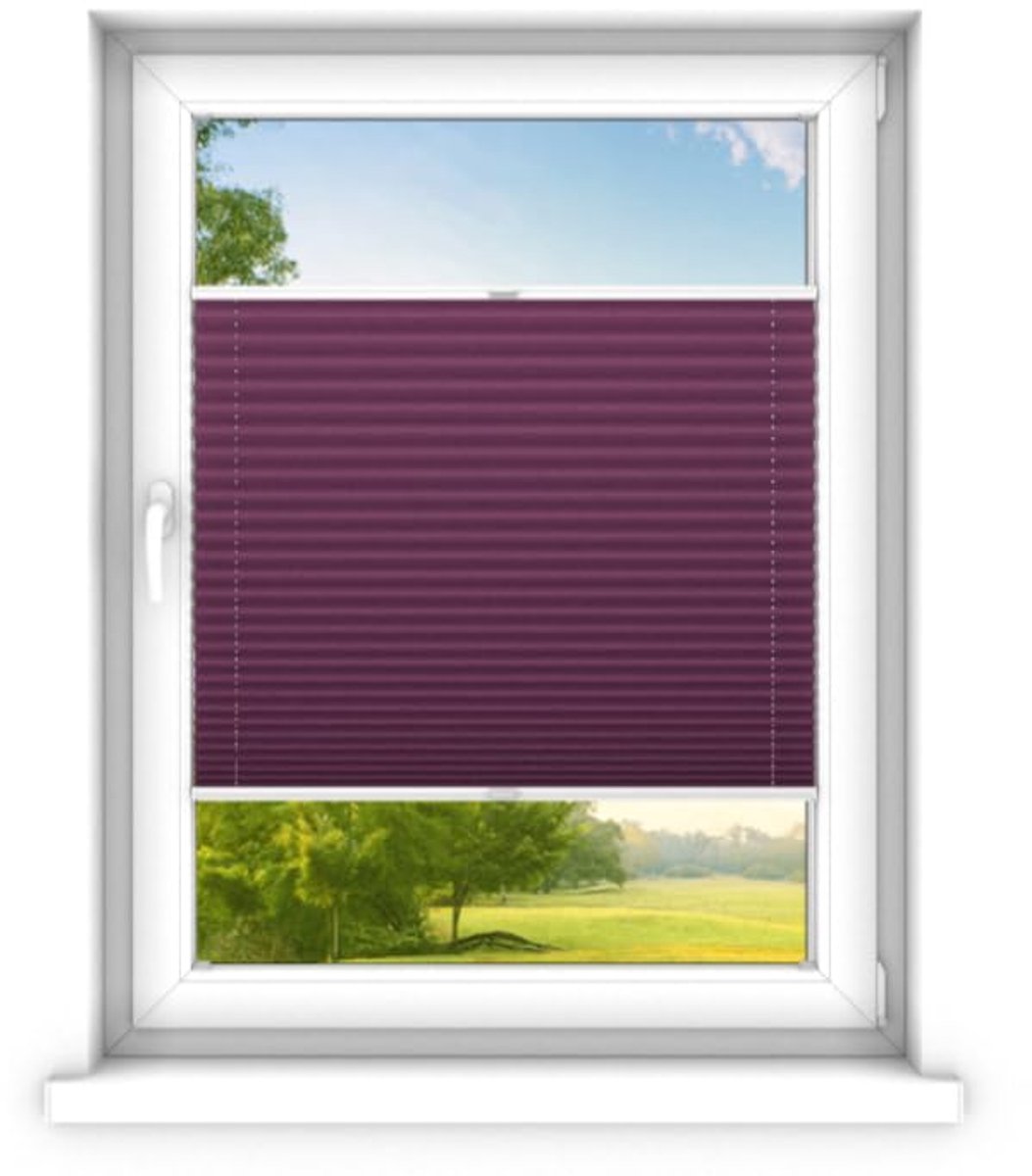 time4blinds - Plisségordijn zonder boren op maat gemaakt - Vouwgordijn - Plisségordijn privacy en zonwering - Eenvoudige installatie - Kant-en-klaar plisségordijn - 120x160 cm - Pruim
