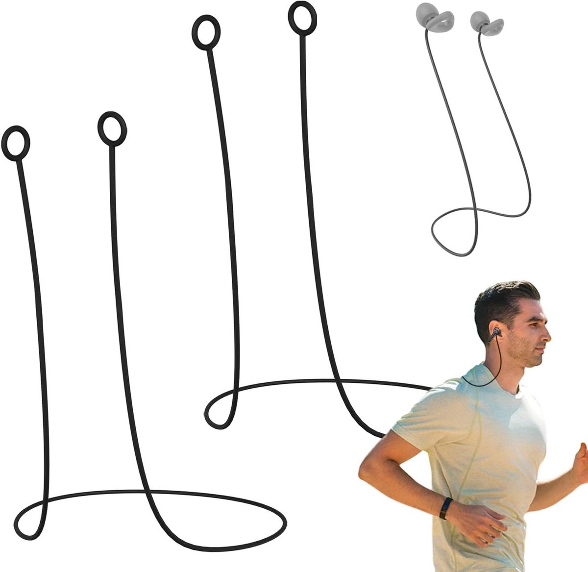 Silicone Oordopjes Verbinding Koord, 2 Stuks Oordopjes Houder met Verwijderbare Tips voor Veiligheid en Comfort