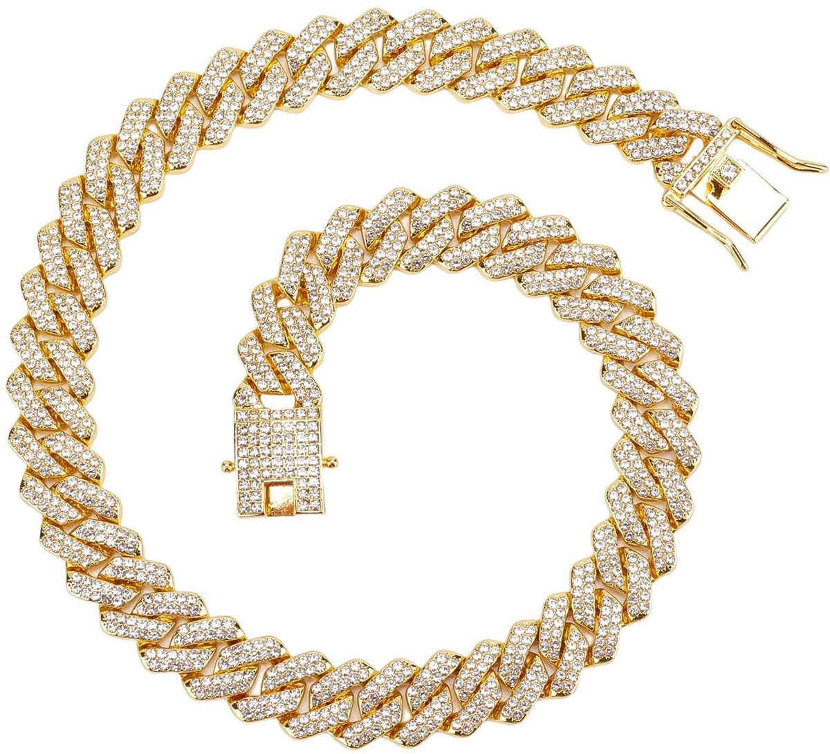 Dailygoody - Hondenketting - Diamant - Luxe uitstraling - Goud - Cubaanse halsband - Ideaal voor kleine en middelgrote honden - Met kliksluiting