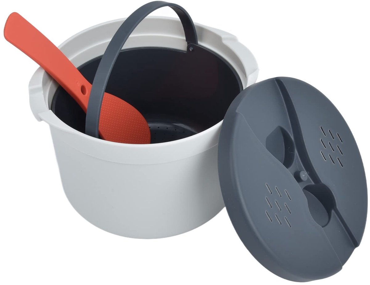 Dailygoody OmGoods Dailygoody Rijstkoker Magnetron Rijstkoker 2 Liter Capaciteit Oranje Handig voor Thuis Geschikt voor Koken van Rijst