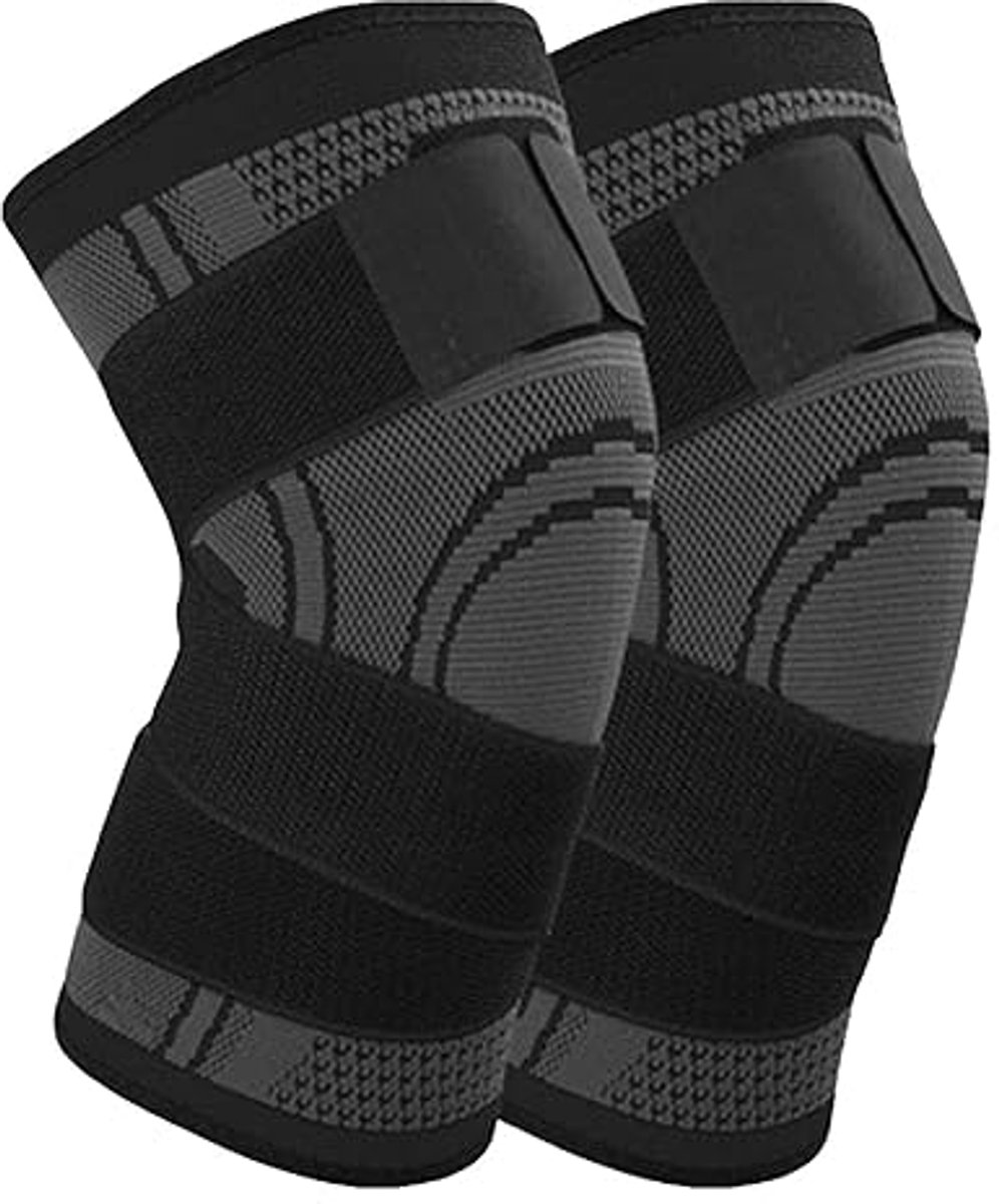 1 paar compressie kniebeschermers, slijtvaste sport kniebeschermer bandages, verstelbare band, ademend en licht, geschikt voor basketbal (zwart-XL-bovenbeenomtrek 47-52)