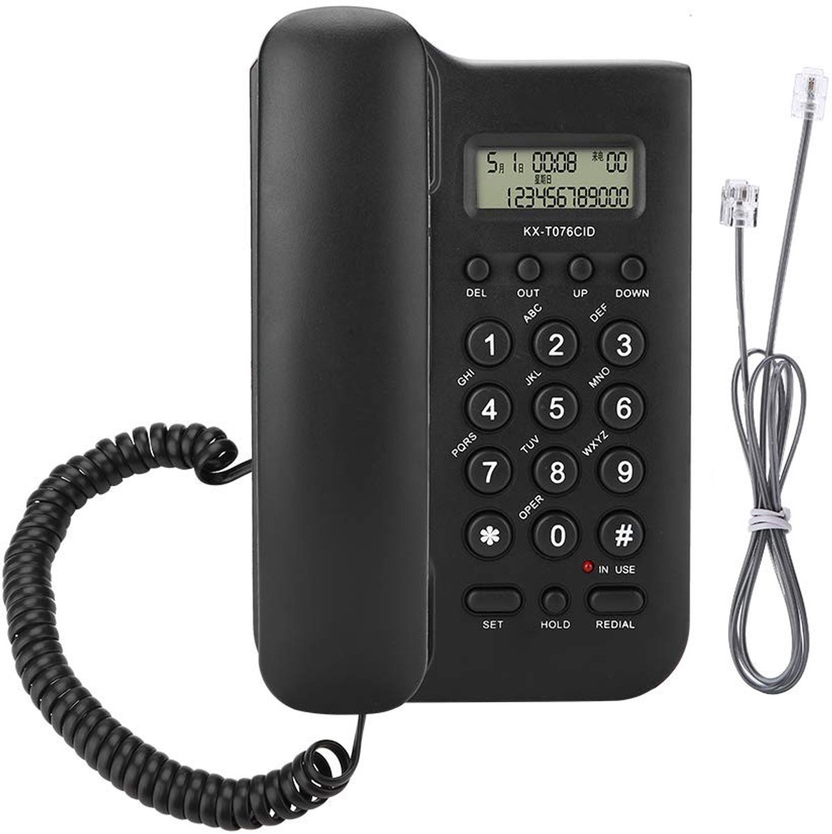 Dailygoody - Home telefoon met kabel - Vaste telefoon - Eenvoudig te installeren - Zwart - Desktop-wandtelefoon - Geschikt voor thuis en kantoor