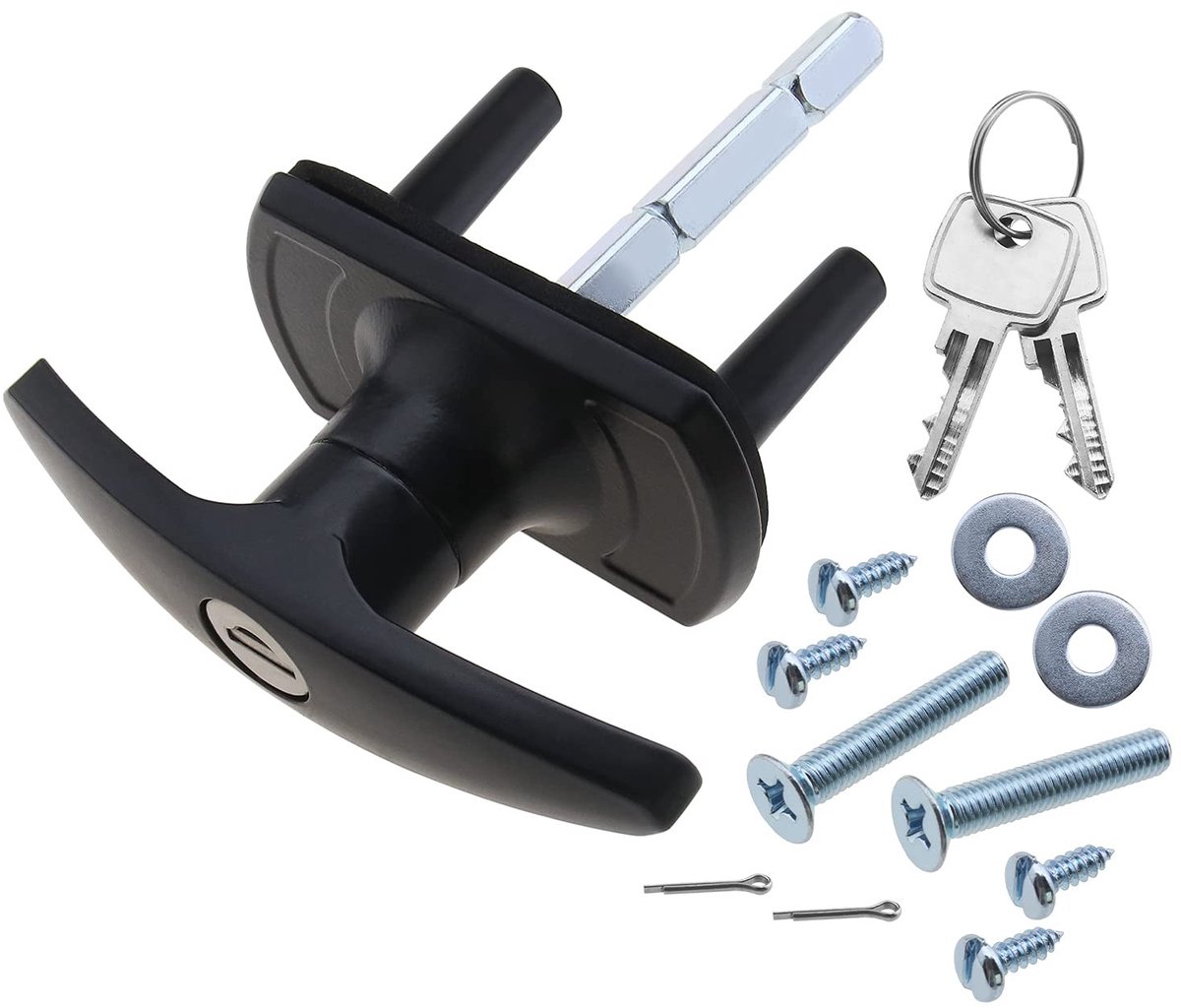 Dailygoody - Garage Deurslot - T-handvat - Veiligheid - Zwart - 75mm Aslengte - Ideaal voor Carport en Garages
