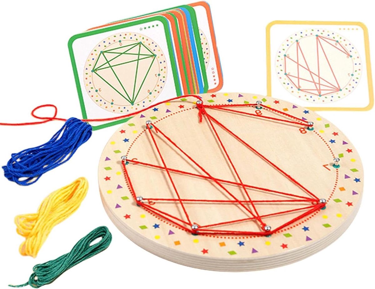 Houten Geoboard - Educatief Speelgoed - Motorische Vaardigheden Ontwikkelen - Glad Gemaakt Hout - 22 x 22 cm - Niet gespecificeerd