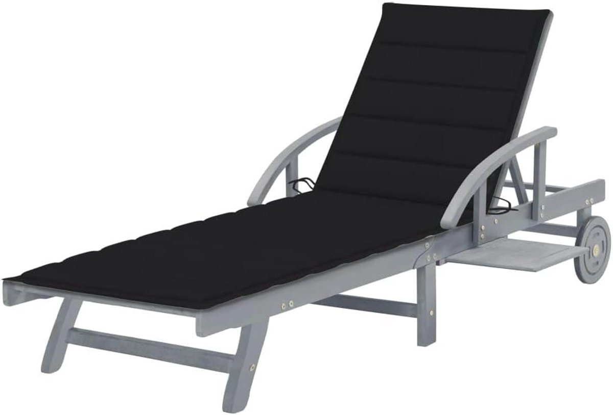 Ligstoel Acaciahout - Tuinstoel Zonnebed - Buiten Ontspannen - Verstelbare Rugleuning - 68 x 200 cm - Grijs