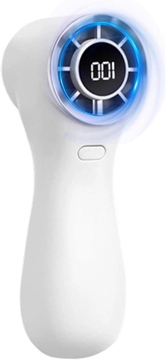 Draagbare Handventilator - Mini Ventilator Oplaadbaar - Persoonlijk Comfort - Digitaal Display Snelheid - 13x5x13 cm - Wit