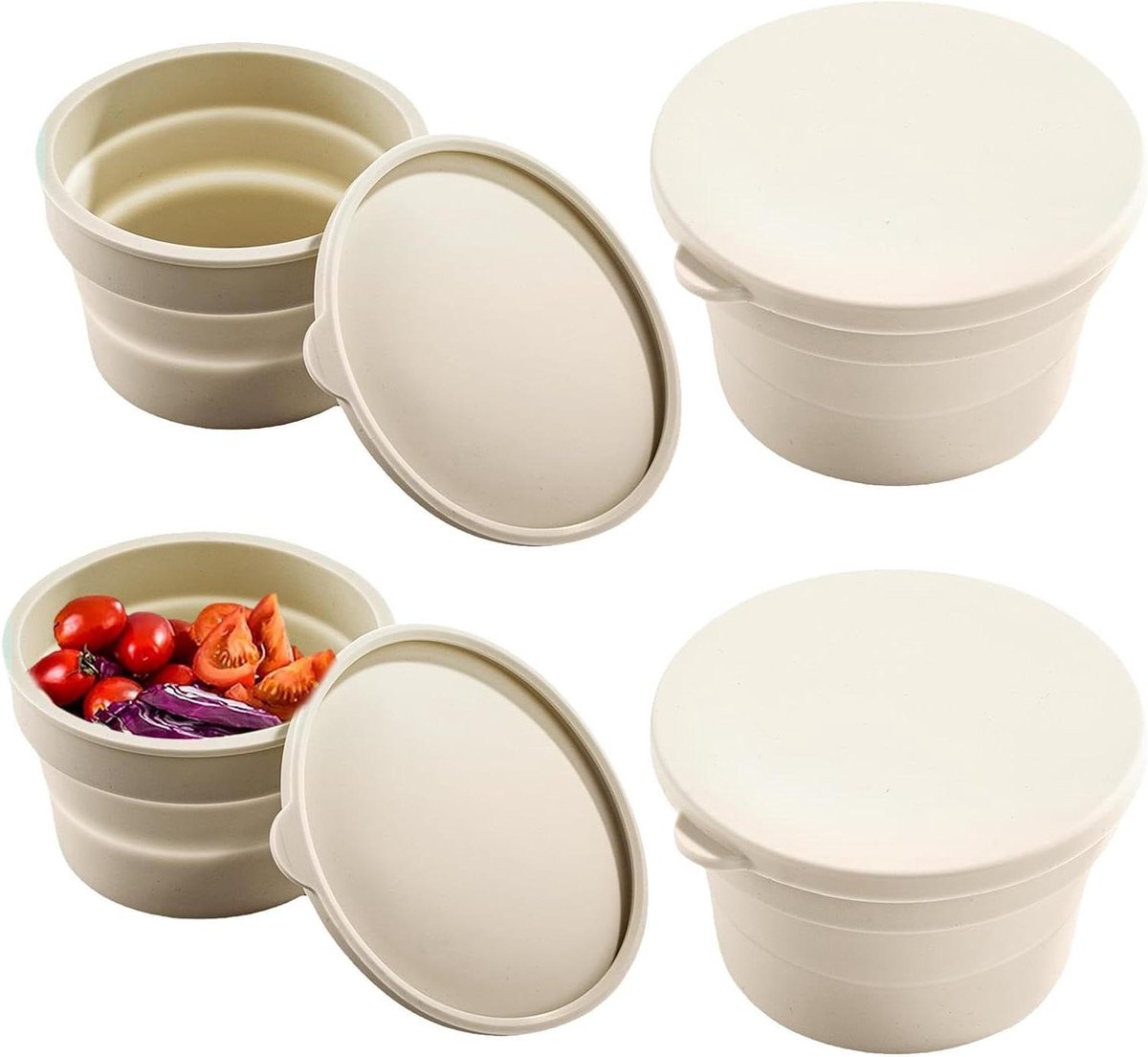 Broodbakmanden - Rijsmandjes Pizzadozen - Brood Gisting - Opvouwbaar Ontwerp - 4 stuks - Beige