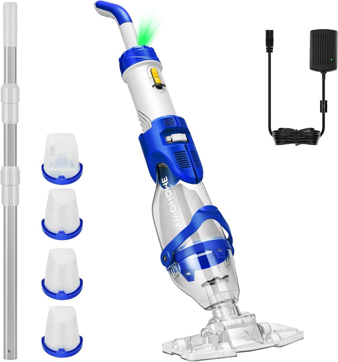 Draadloze Zwembadstofzuiger - Poolreiniger Handstofzuiger - Zwembad Onderhoud - Twee Reinigingsmodi - 250 cm - Blauw