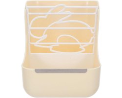 Konijnenhooi Voederbak - Hooiruif Cavia - Netjes Voeren - Roestvrijstalen Stabiel - 17.5 x 14.8 x 14 cm - Beige