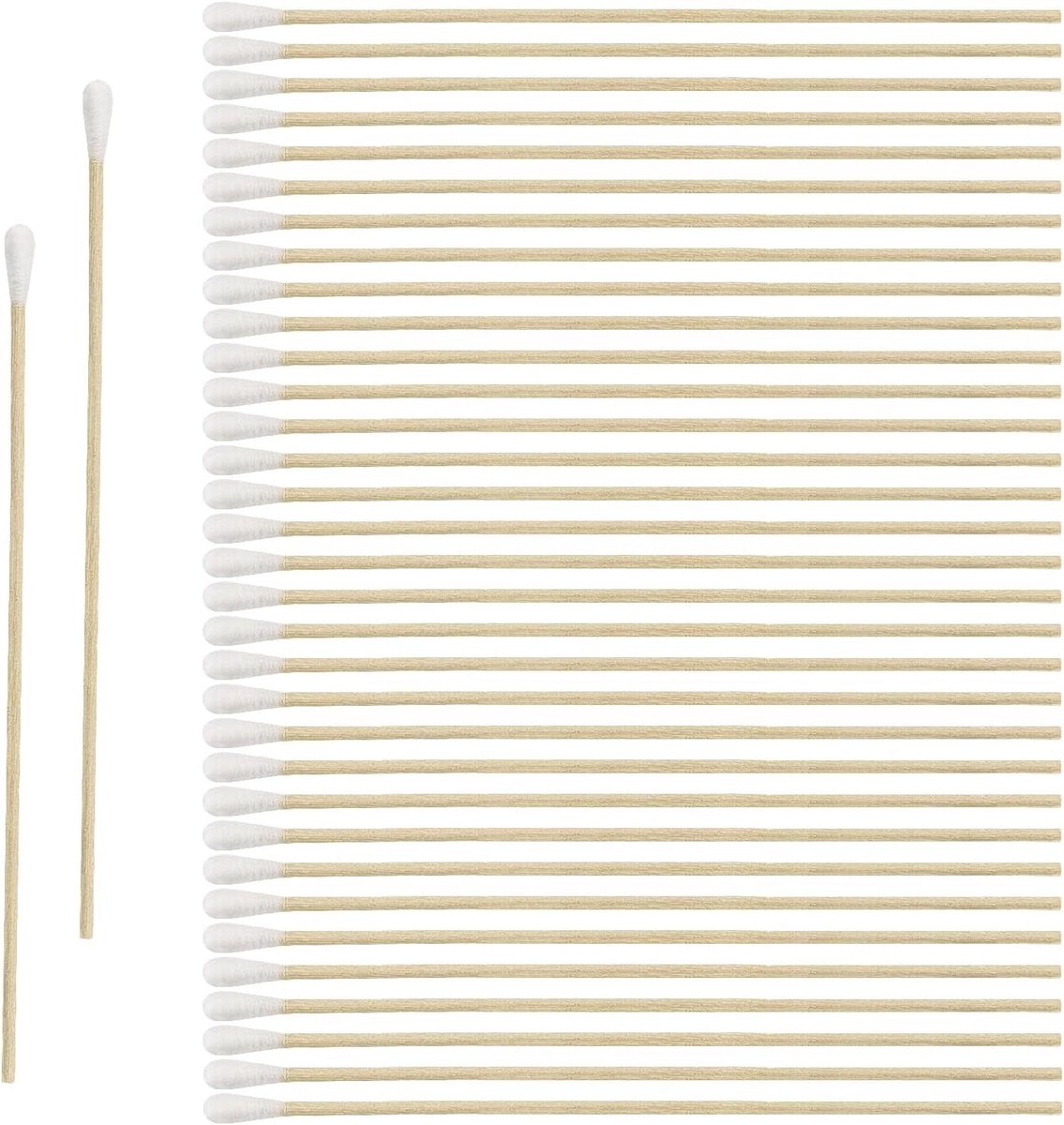 Houten Wattenstaafjes - Schoonmaakstokjes Lange Handgreep - Precisie Schoonmaken - Absorberende Katoenpunt - 15 cm - Natuurlijk Hout Wit
