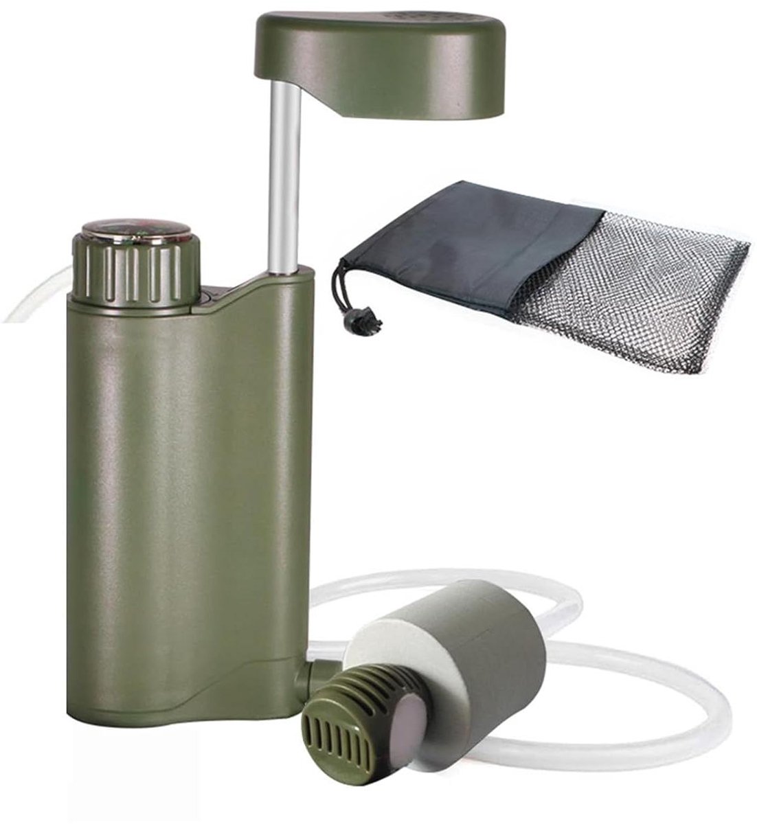 Waterfilter Handpomp - Waterzuiveraar Camping - Buiten Hydrateren - 001 Micron Filtratie - 4500 Liter - Grijs