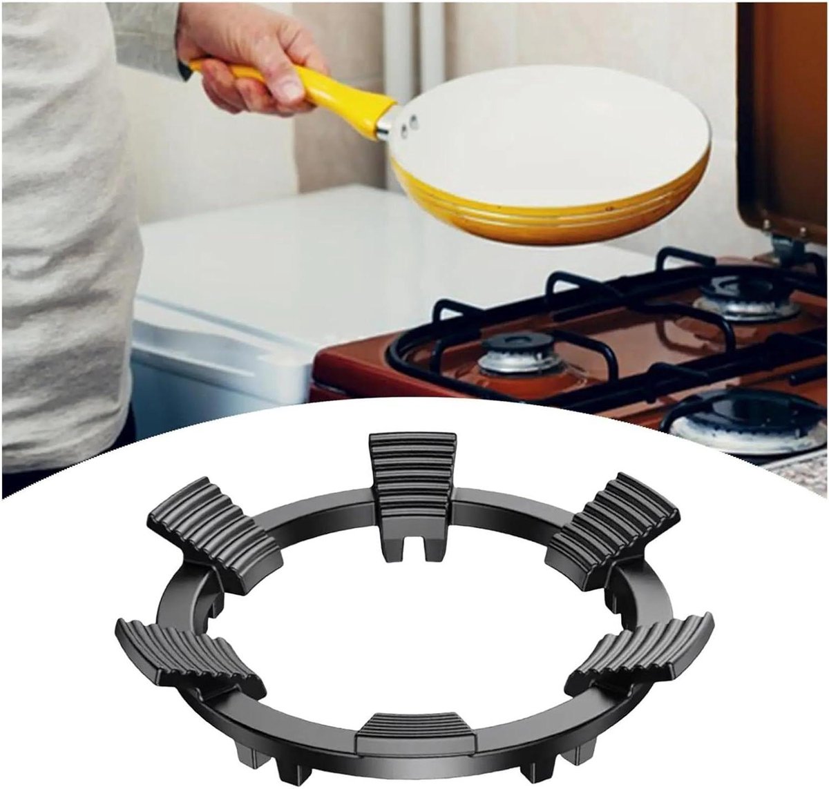 Wok Ring - Wok Ondersteuning - Koken op Gasfornuis - Stabiel Kookoppervlak - 24.8 cm - Zwart