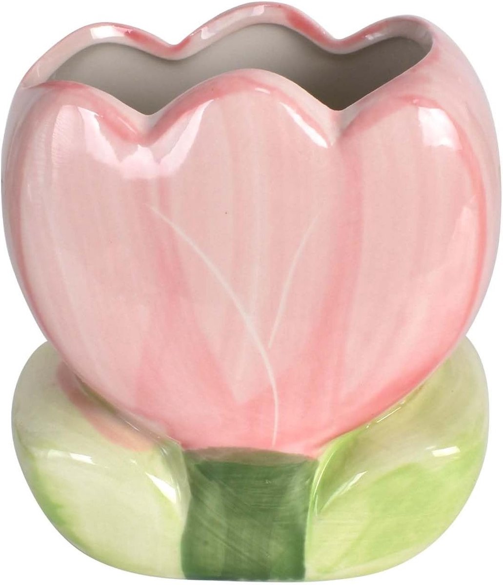 Multifunctionele Tulpenvormige Pennenhouder van Keramiek, Desk Organizer voor Kantoor, Thuis en Make-up (Roze)