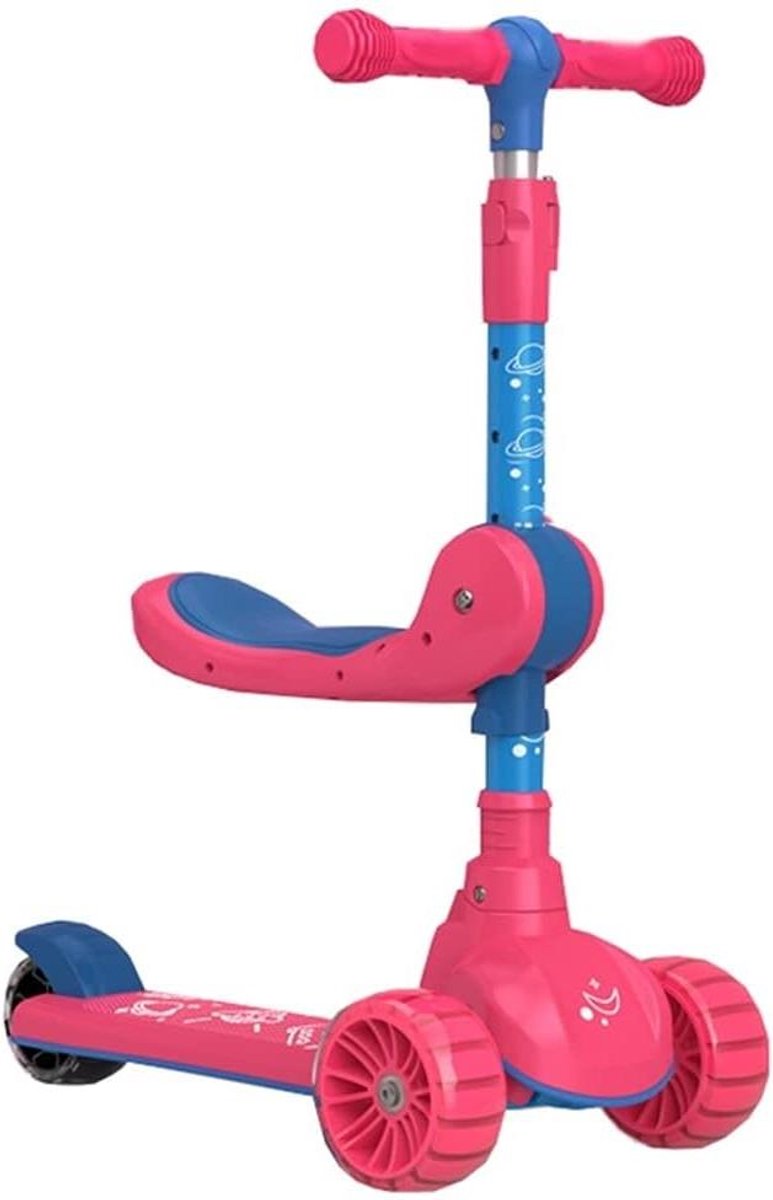 Kinderscooter 3-wieler - Step kind Kinderstep - Buiten spelen - Zelfnivellerend stuurmechanisme - Verstelbaar 60-80cm - Rood
