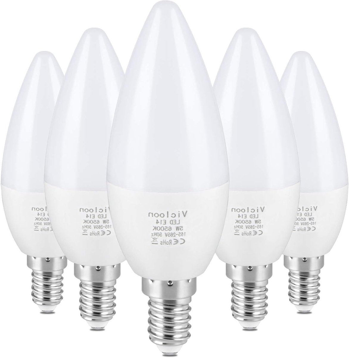 E14 LED Kaarslamp 5 Stuks - 5.5W, 6500K Koel Wit, 500 Lumen, Vervangt 40W Halogeen, Energi