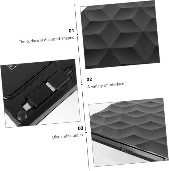 Externe Schijf - Dvd Brander - Data Opslag - Dubbele USB-C Poort - Slank Ontwerp - Zwart — afbeelding 5