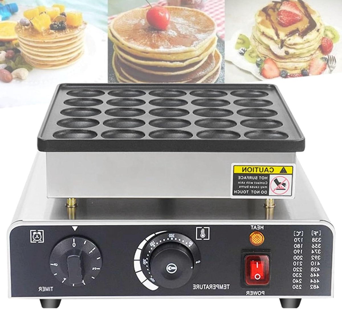 Mini Pannenkoekenmaker - Apparaat Pofertjes - Snelle Snacks Maken - 25 Stuks Tegelijk - 850 Watt - Rood
