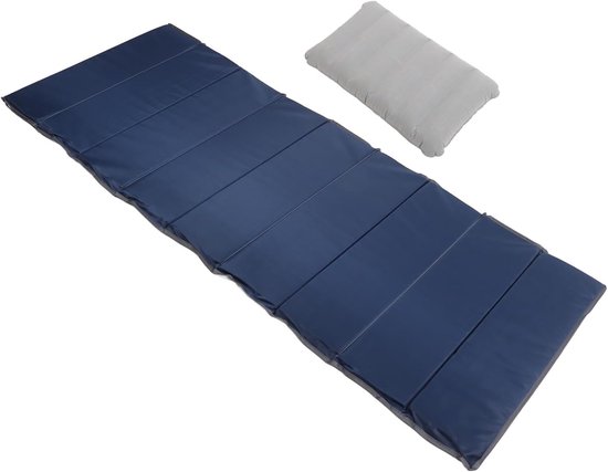 Slaapmat Campingmat - Opvouwbaar Kussen - Comfortabel Slapen - Draagbaar Opbergbaar - 190 cm Lengte - Donkerblauw — afbeelding 3