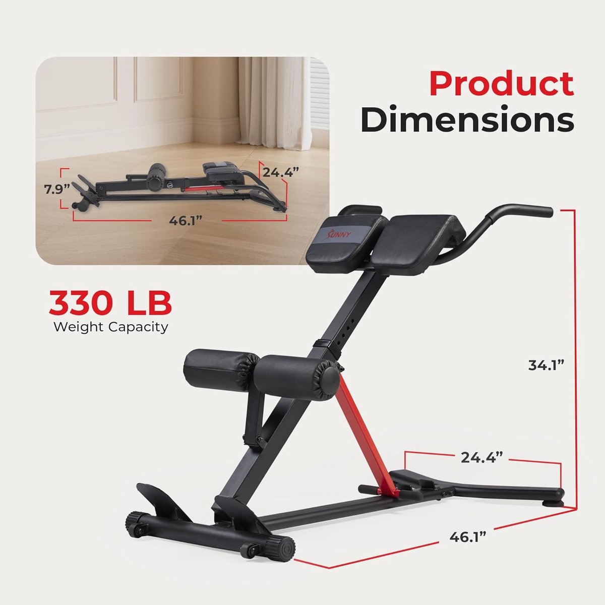 Verstelbare Hyperextension Roman Chair Fitnessbank met 3 Hellingsniveaus en 10 Hoogte-instellingen voor Rug-, Buik-, Bil- en Hamstringtraining, Opvouwbare Sit-up en Core Trainingsbank, 119 x 62 x 86 cm
