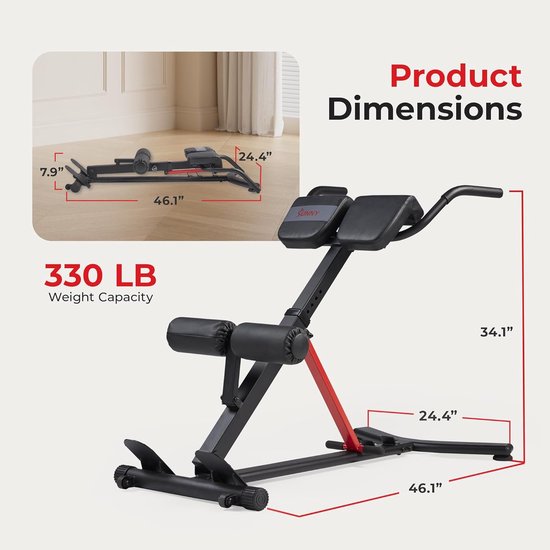 Verstelbare Hyperextension Roman Chair Fitnessbank met 3 Hellingsniveaus en 10 Hoogte-instellingen voor Rug-, Buik-, Bil- en Hamstringtraining, Opvouwbare Sit-up en Core Trainingsbank, 119 x 62 x 86 cm — afbeelding 3