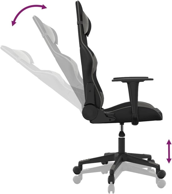 Gaming stoel - Comfortabele stoel - Comfortabel gamen - Verstelbare rugleuning - 60 x 64 x 117 cm — afbeelding 5