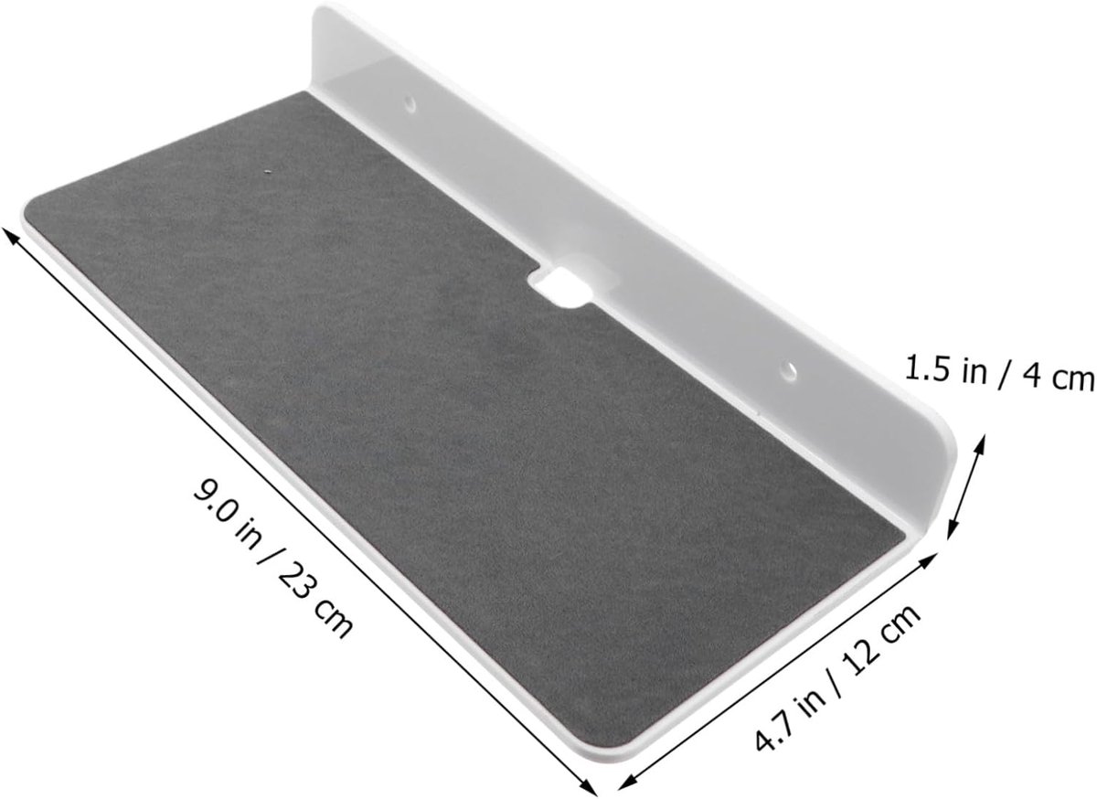 Wandplank met Oplaadpunt - Opbergrek - Digitale Accessoires Opbergen - Roestvrij Acryl Materiaal - 23x12cm - Wit