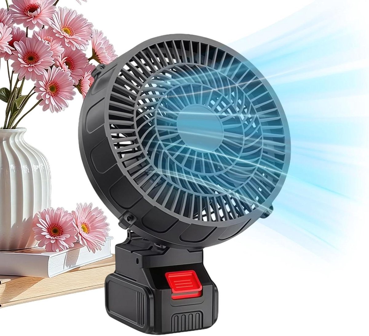 Ventilator - Draagbare Ventilator - Kamperen Buiten - Stil En Oplaadbaar - 27.5cm Hoog - Zwart