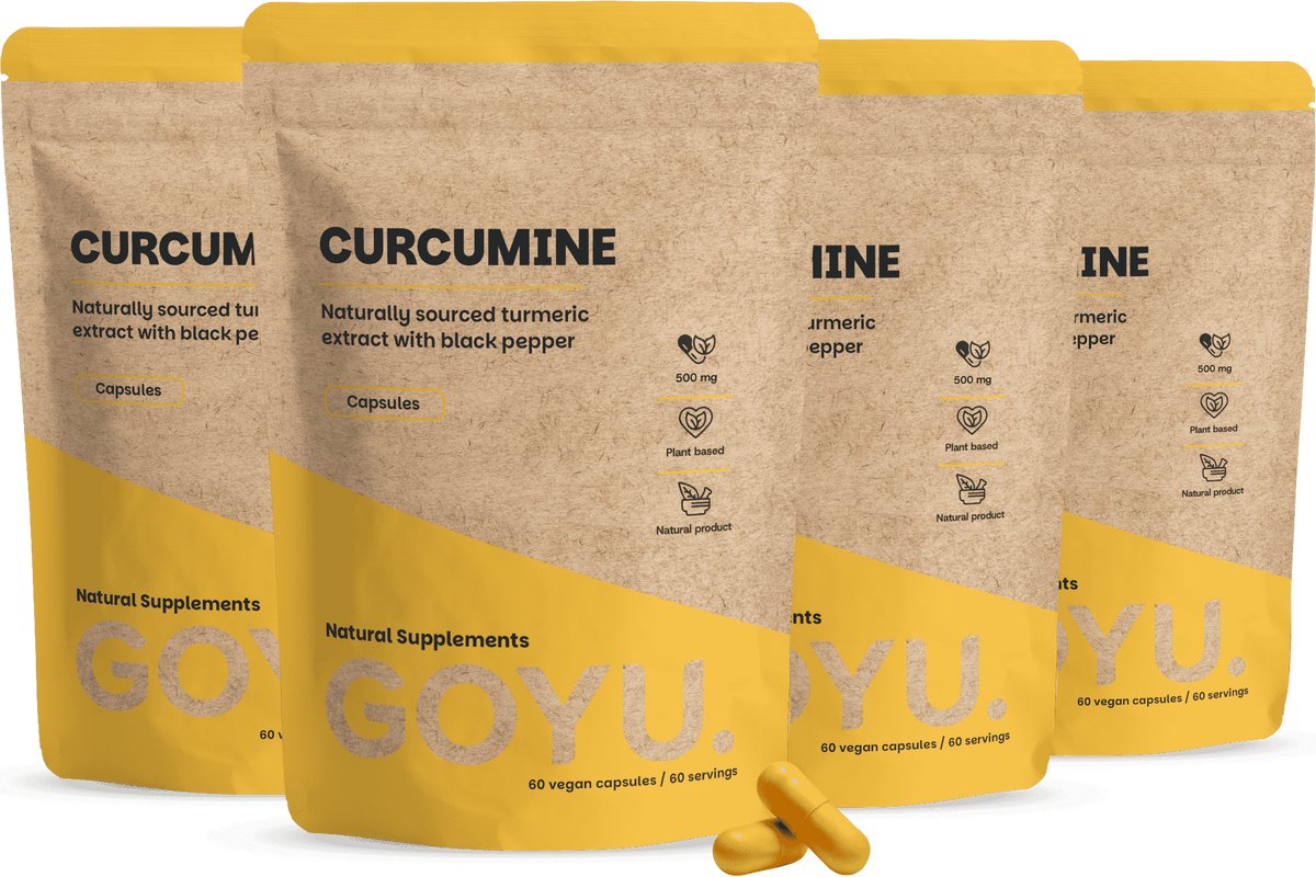 GOYU Curcumine 95% Extract 1000 mg per dagdosering Combideal 4x 60 Capsules - Met Zwarte Peper – Weerstand & Lever - Kurkuma - Turmeric - Vegan - Zonder toevoegingen - Lab getest - 40 dagen voorraad per zakje -