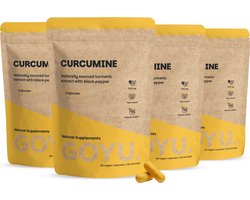 GOYU Curcumine 95% Extract met Piperine 1.000 mg Combideal 4x 60 Capsules - Curcumine 95% Extract - Met Zwarte Peper - Kurkuma - Turmeric - Vegan - Zonder toevoegingen - Lab getest - 30 tot 60 dagen voorraad per zakje