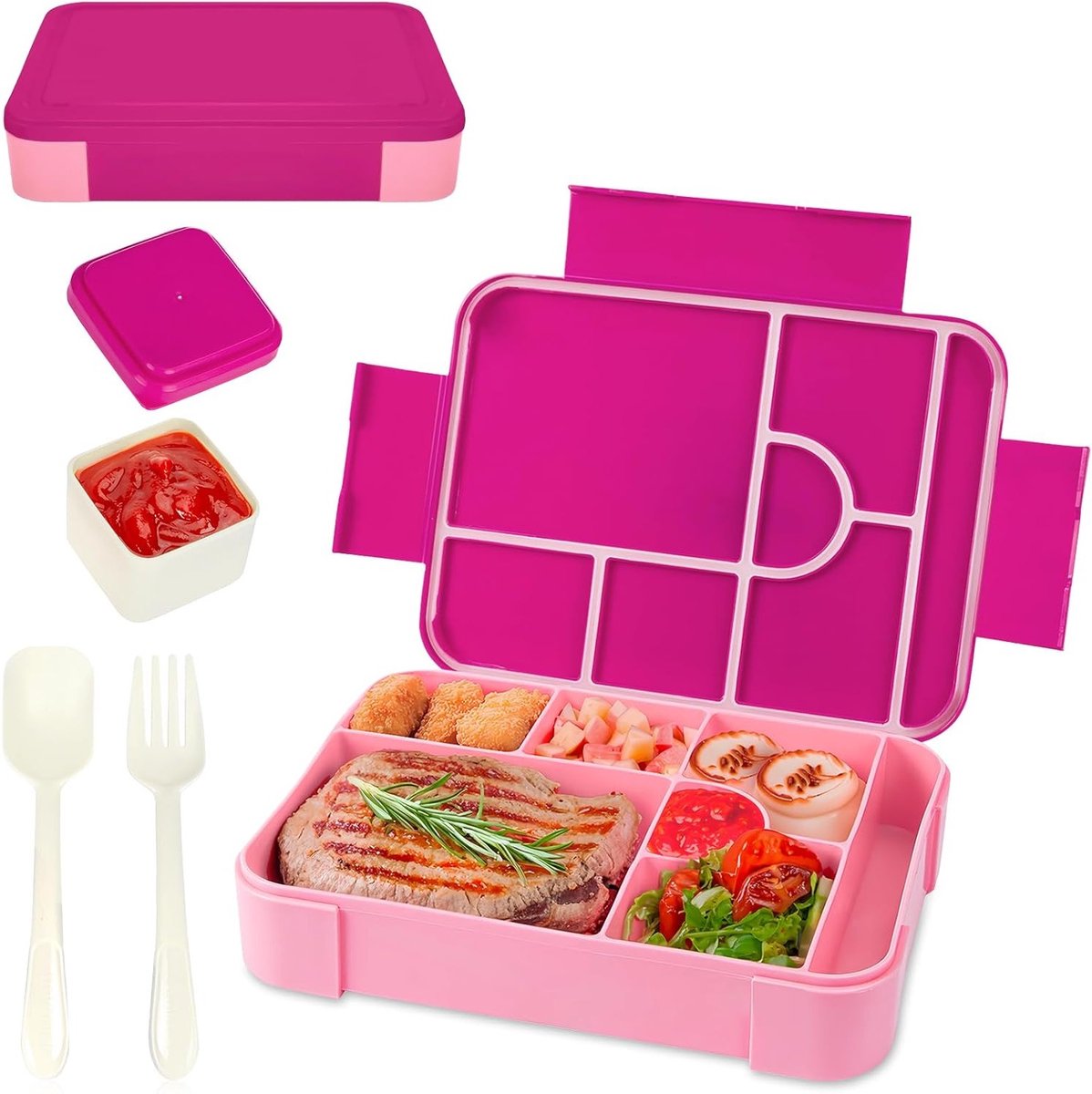 Lunchbox voor Kinderen, Roze, Ideaal voor School, Duurzaam, Vaatwasserbestendig en Lichtgewicht