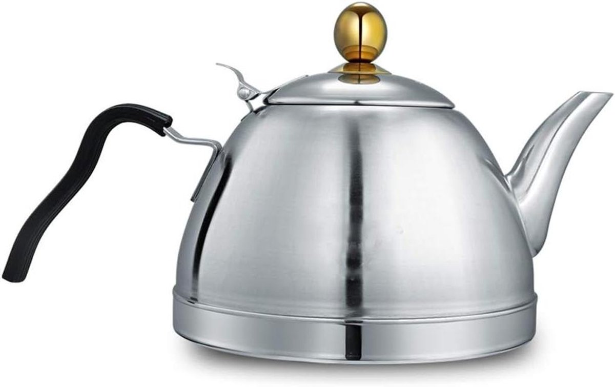 Waterkoker RVS - Theepot Fornuis - Water Koken - Platte Bodem - 1.5 Liter - Zilver