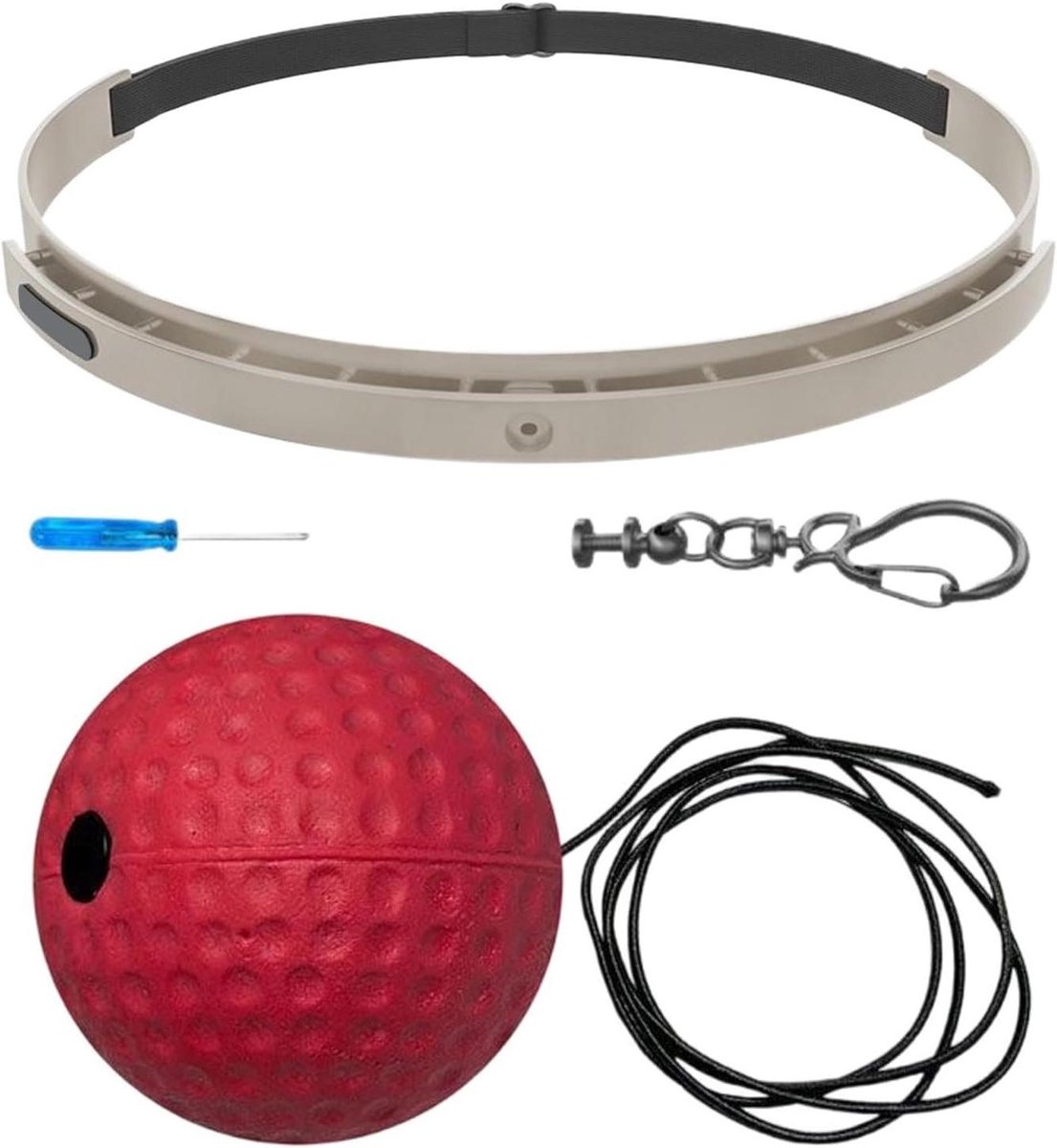 Boksbal Hoofdband - Reactie bal - Fitness Training - Handsfree Oefening - 6 cm Diameter - Rood