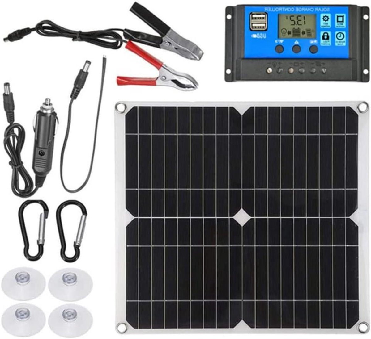 Zonnepaneel Kit - Energiepaneel - Off Grid Energie - Hoge Conversie Efficiëntie - 25 Watt - Zwart