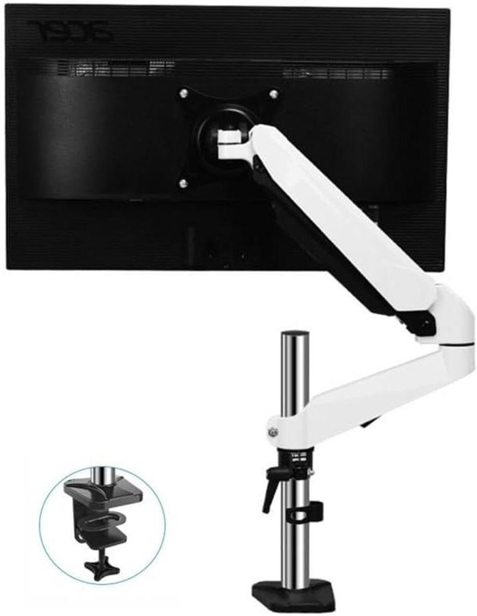 Monitorarm - Bureaubeugel - Ergonomisch Werken - Volledig Verstelbaar - 15-32 inch - Wit