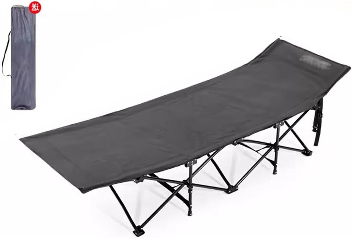 Opvouwbaar Kampeerbed - Logeerbed Gastenbed - Buiten Ontspannen - Duurzame X-structuur - 120 kg Draagvermogen - Zwart