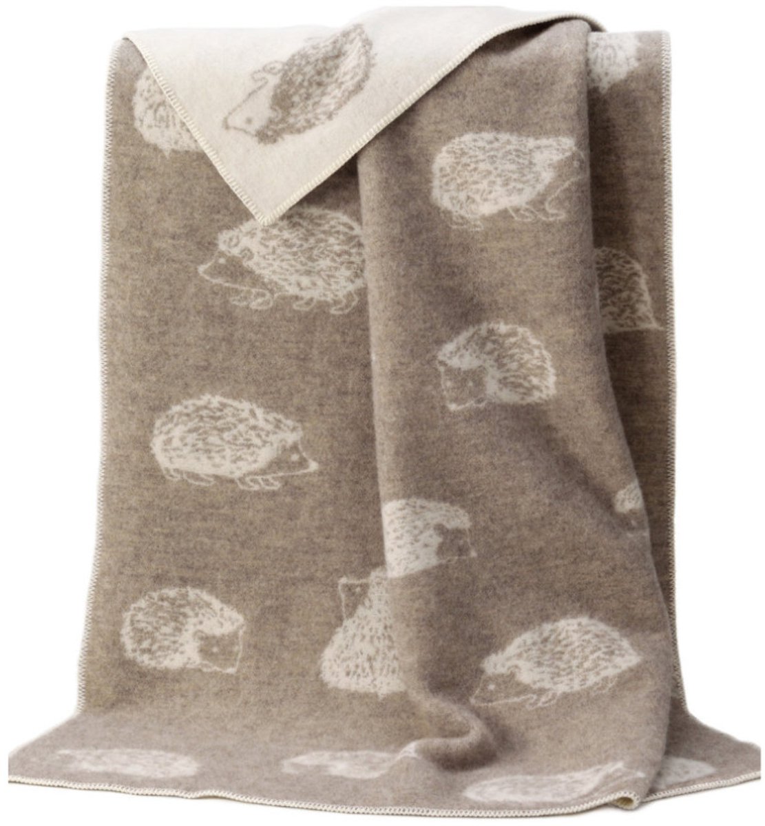 JJ Textile Wollen Deken - HEDGEHOG (Bruin) 130x180cm - Made in UK