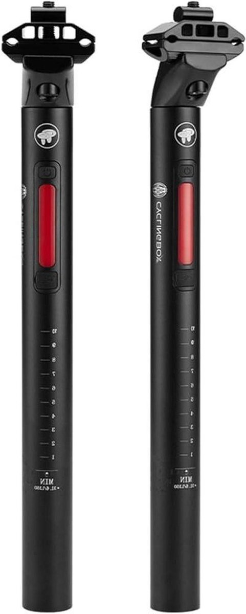 Fiets Zadelpen - Zadelbuis Aluminium - Veilig Fietsen - Automatisch Remlicht - 30.4mm 350mm - Zwart
