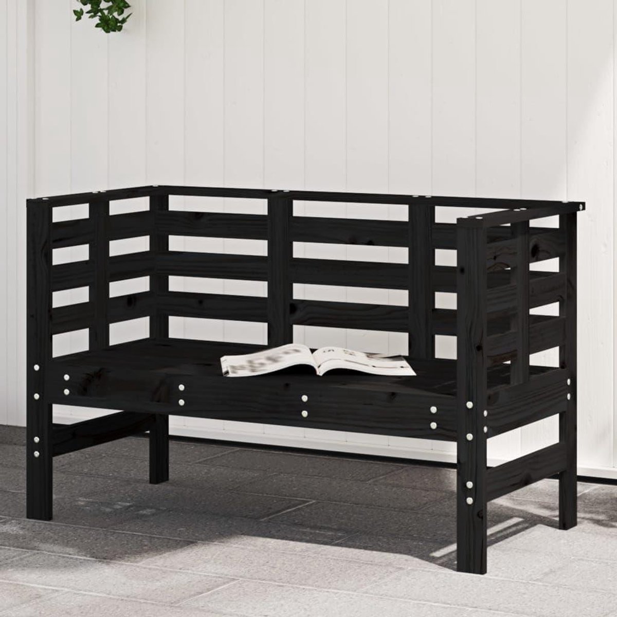 Tuinbank - Buitenbank Terrasbank - Ontspannen in de tuin - Massief grenenhout - 1115 x 53 x 71 cm - Zwart