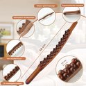 Houten massage roller van 58cm met 31 massageknopen, ergonomische handvat en diepe spier massage functie. Afmetingen 58cm x 1.5cm.