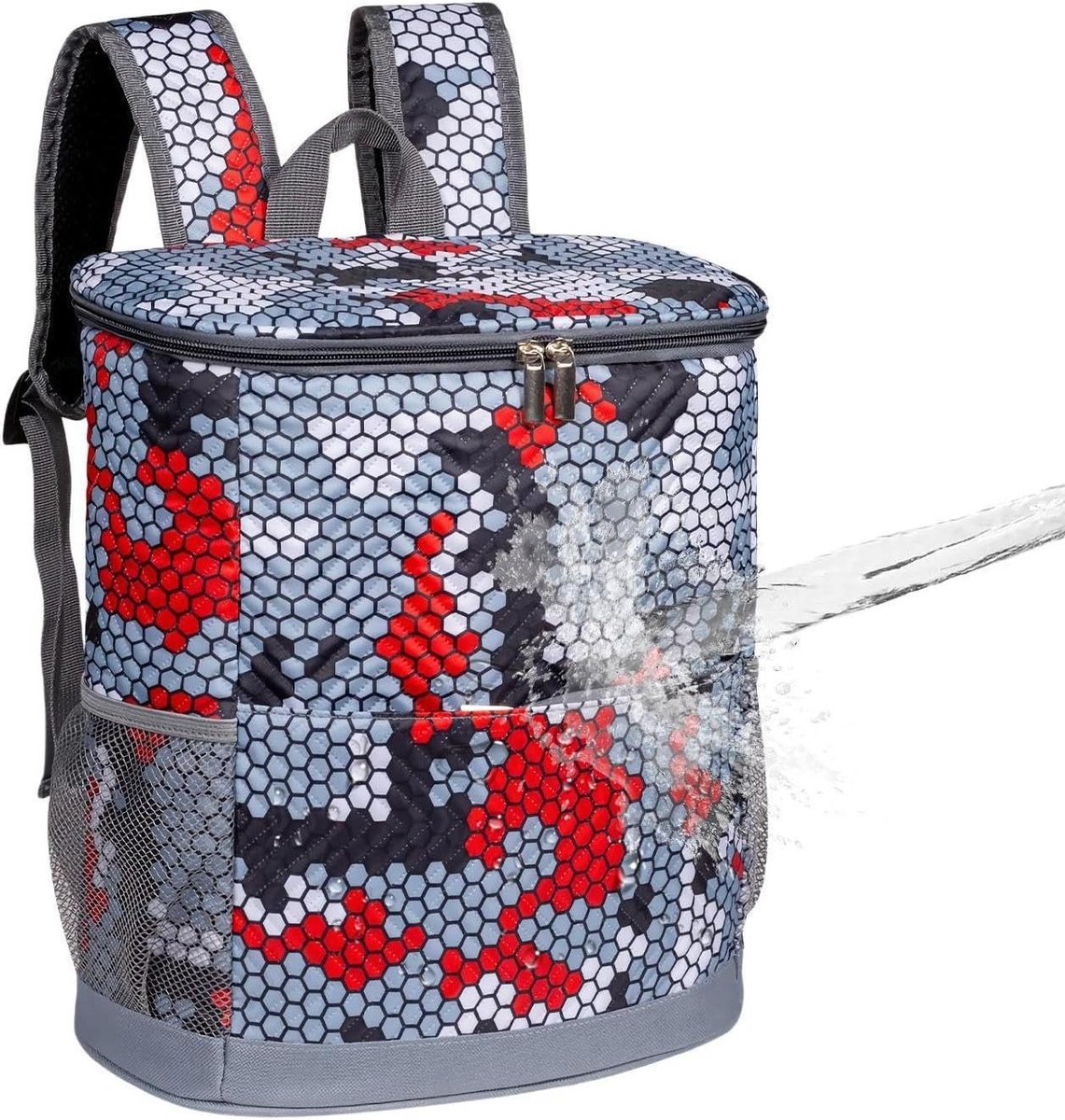 Koeltas Lunchtrommel - Opvouwbare Koeler - Buitenactiviteiten - Lekvrije Constructie - 33 x 29 cm - Zeshoekig Rood