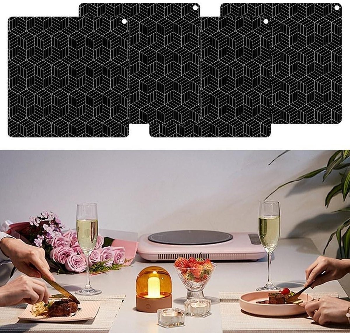Inductie Kookplaat Mat Beschermmat Kookplaat Beschermen Hittebestendig Siliconen Meerdere Maten Zwart